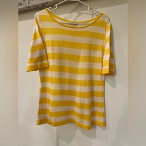 Yellow and Cream Striped Women's Top